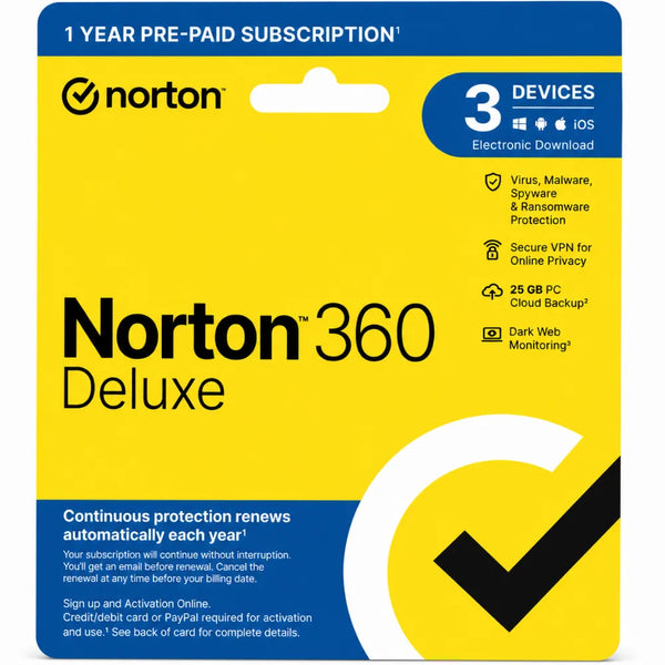 Norton 360 Deluxe 25GB 1 Year 10 Devices